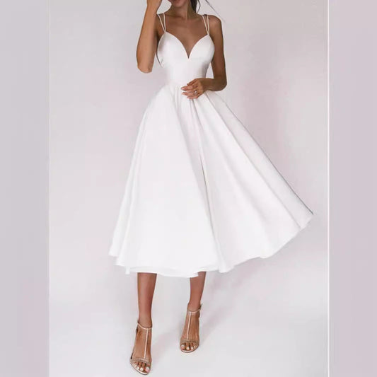 Lamoderoyale™ |  Askılı A Kesim Midi Elbise