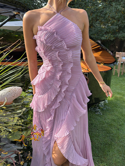 Lamoderoyale™ | Viola Pleated Şifon Elbise