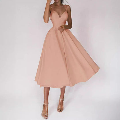 Lamoderoyale™ |  Askılı A Kesim Midi Elbise