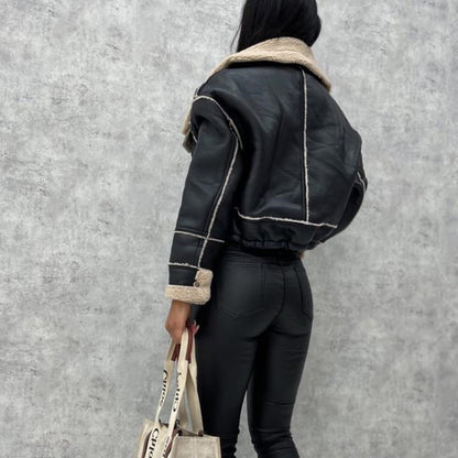 Motosiklet Tarzı Kürklü Mont