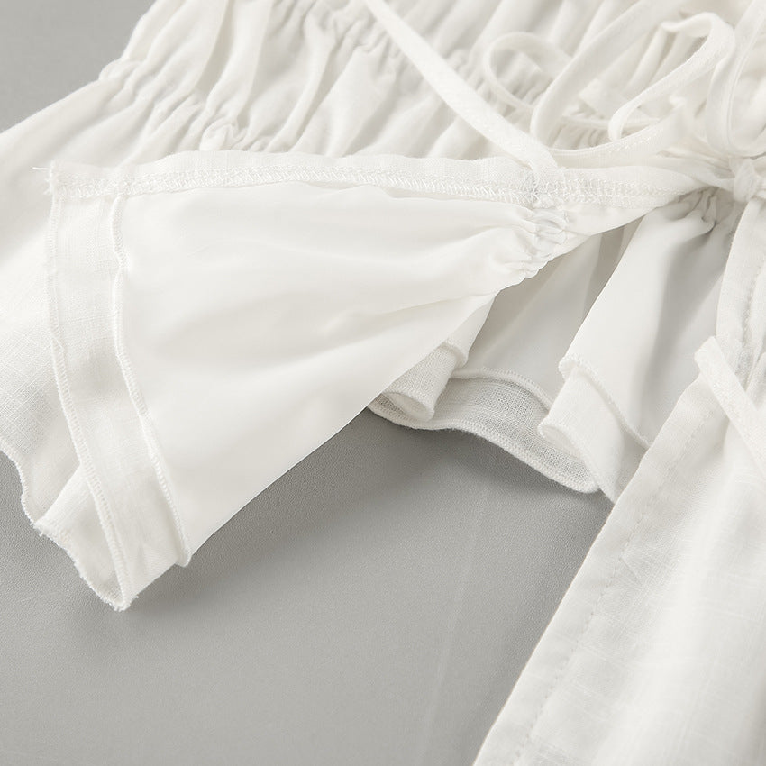 Lamoderoyale™ | White Linen Strapless Takım – İki Parça Yaz Seti