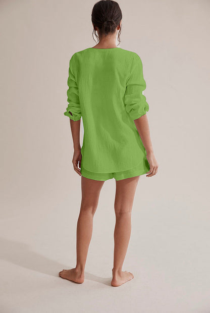 Lamoderoyale™ | Yazlık Uzun Kollu Şort Takım