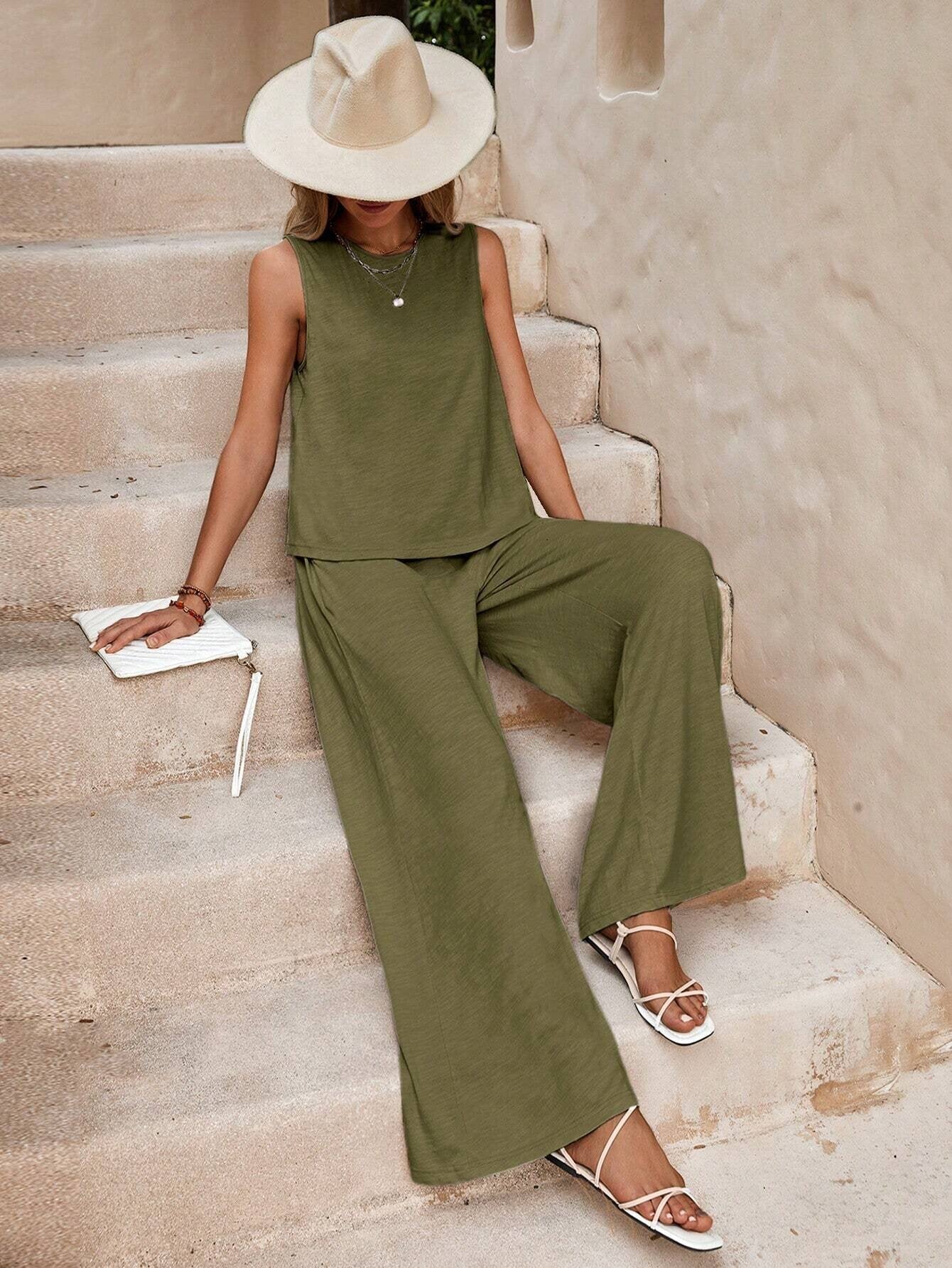 Lamoderoyale™ | Kadın Yazlık Kolsuz Pantolon Takım