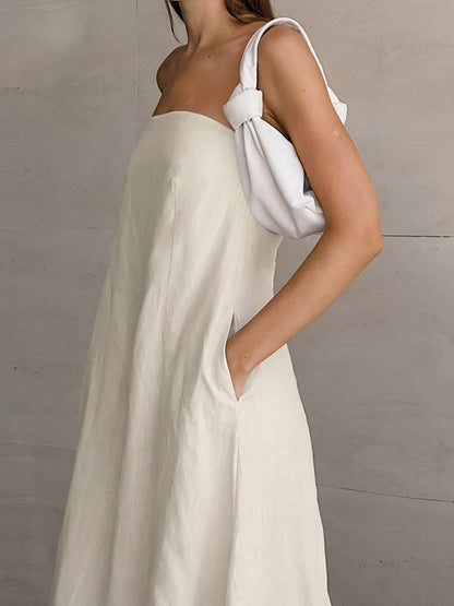 Lamoderoyale™ | Straplez Keten Elbise