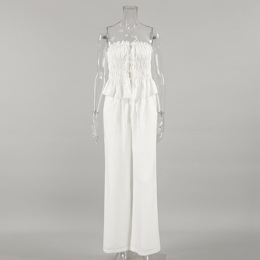 Lamoderoyale™ | White Linen Strapless Takım – İki Parça Yaz Seti