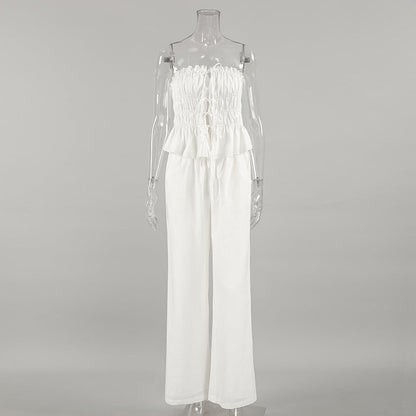 Lamoderoyale™ | White Linen Strapless Takım – İki Parça Yaz Seti