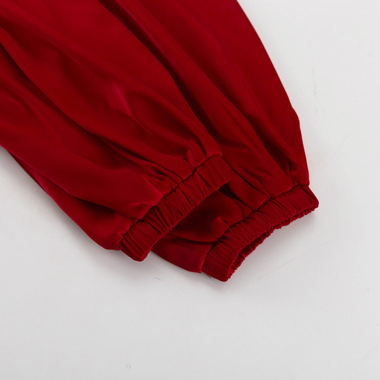 Lamoderoyale™ | Kırmızı Balon Kol Mini Elbise