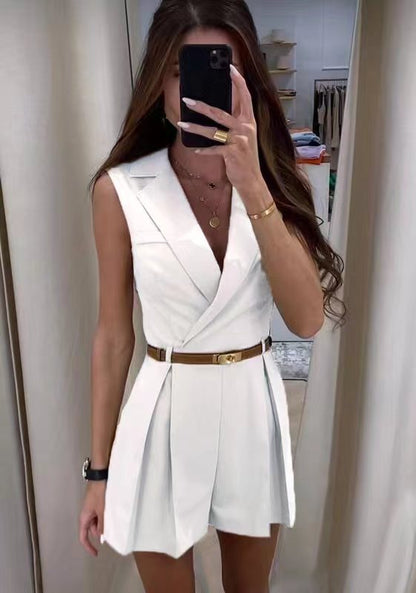 Lamoderoyale™ | Zarif Kemerli Şortlu Tulum