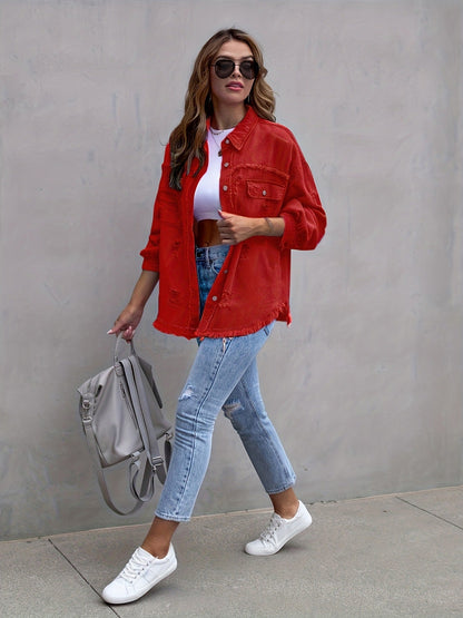 Lamoderoyale™ | Yırtık Görünümlü Denim Ceket