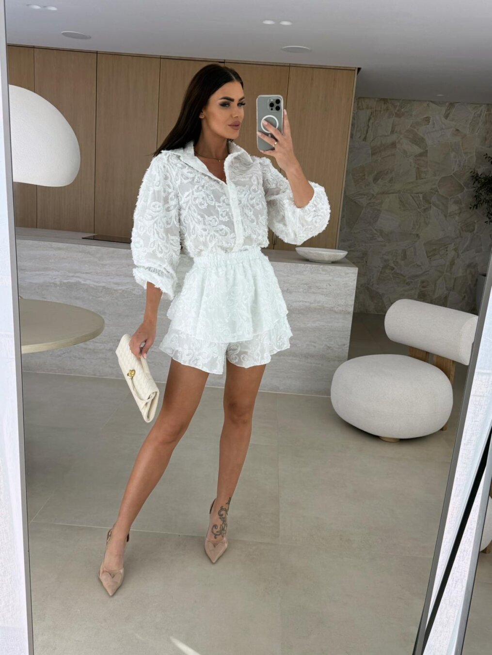 Lamoderoyale™ | Dantel Dokulu Şortlu Takım