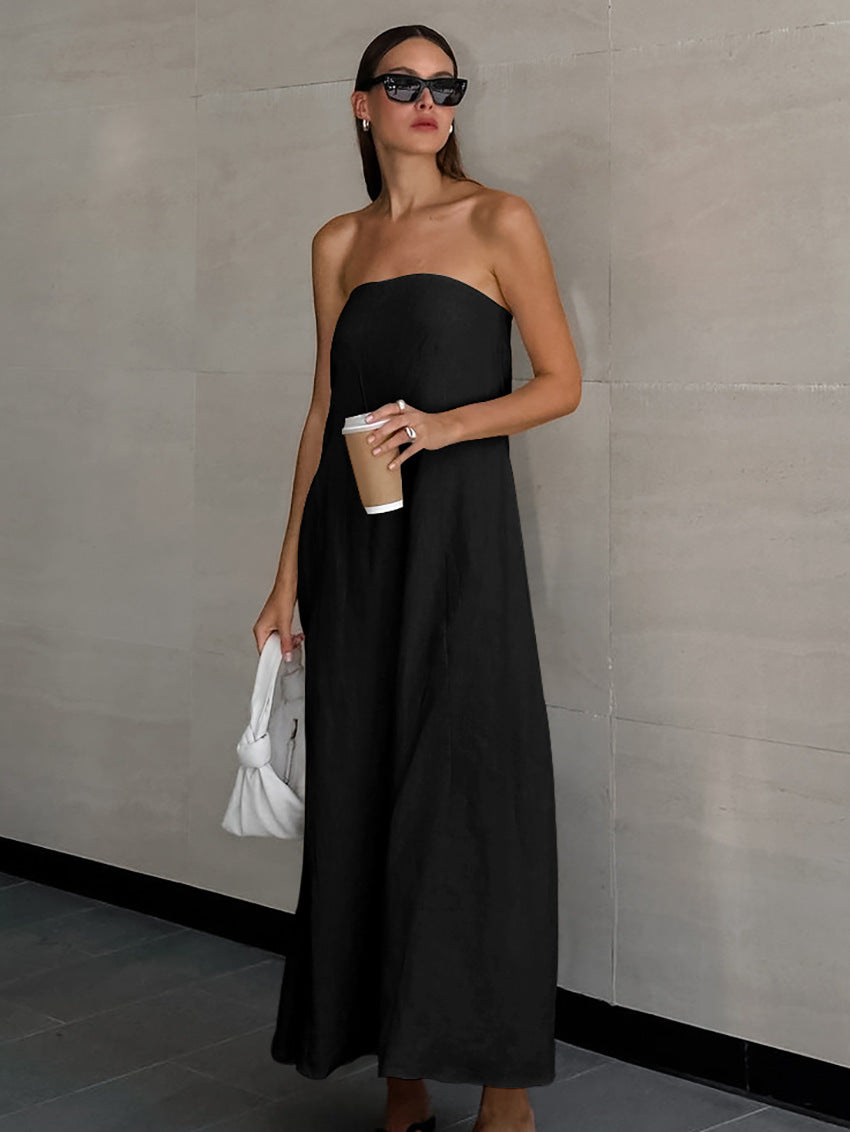 Lamoderoyale™ | Straplez Keten Elbise