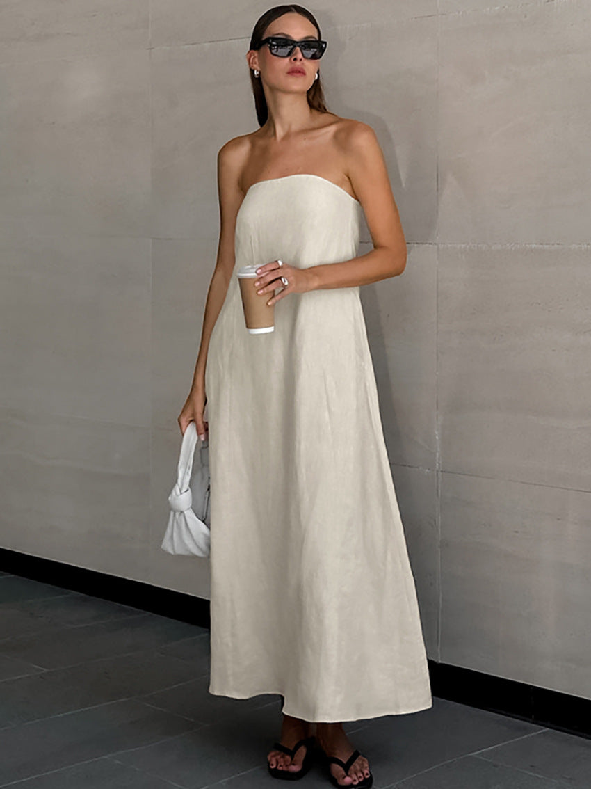 Lamoderoyale™ | Straplez Keten Elbise