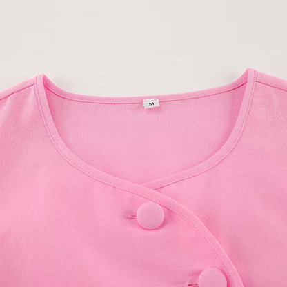 Lamoderoyale™ | Düğme Detaylı Eliza Yazlık İkili Takım