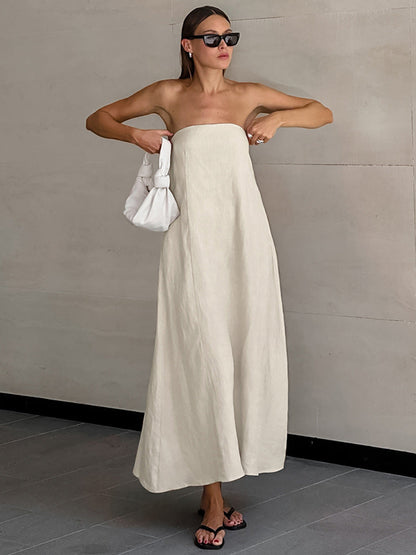 Lamoderoyale™ | Straplez Keten Elbise