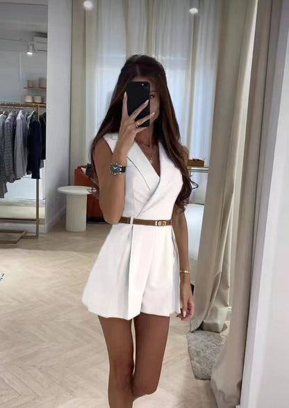 Lamoderoyale™ | Zarif Kemerli Şortlu Tulum