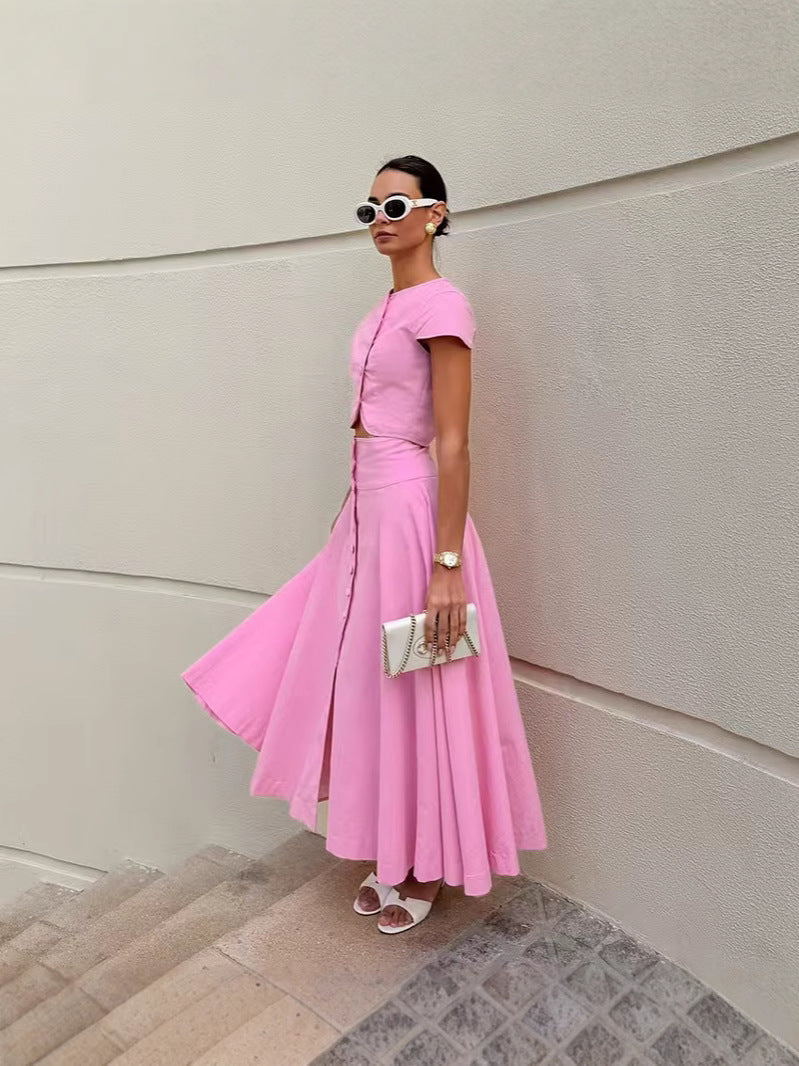 Lamoderoyale™ | Düğme Detaylı Eliza Yazlık İkili Takım