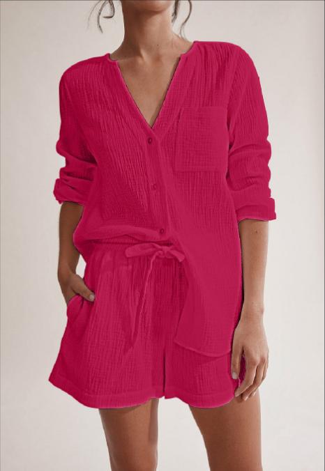 Lamoderoyale™ | Yazlık Uzun Kollu Şort Takım