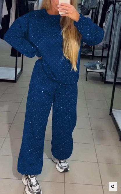 Pırıltılı Taş Detaylı Oversize Eşofman Takımı