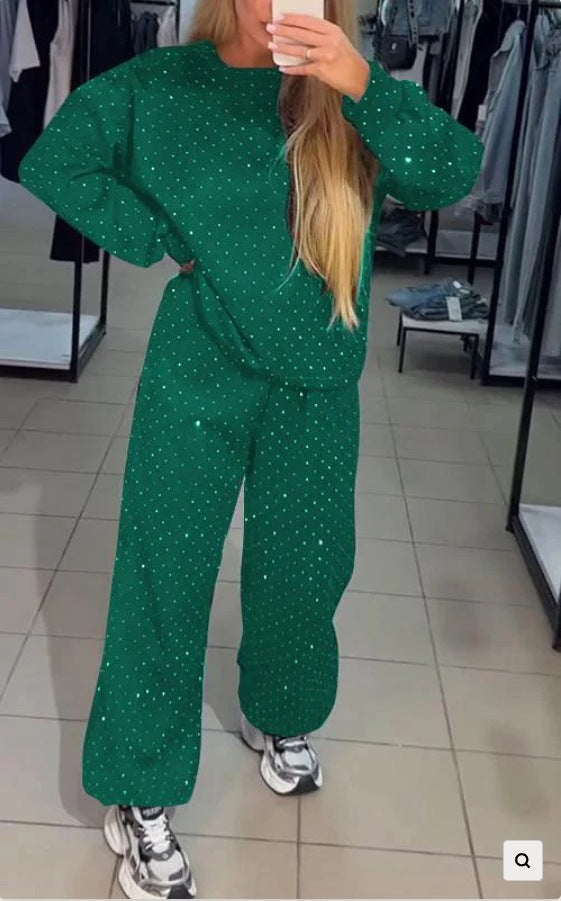 Pırıltılı Taş Detaylı Oversize Eşofman Takımı